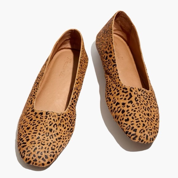 Madewell The Cory Leopard Calf Hair Square Toe Flats Size 6 - Picture 2 of 7